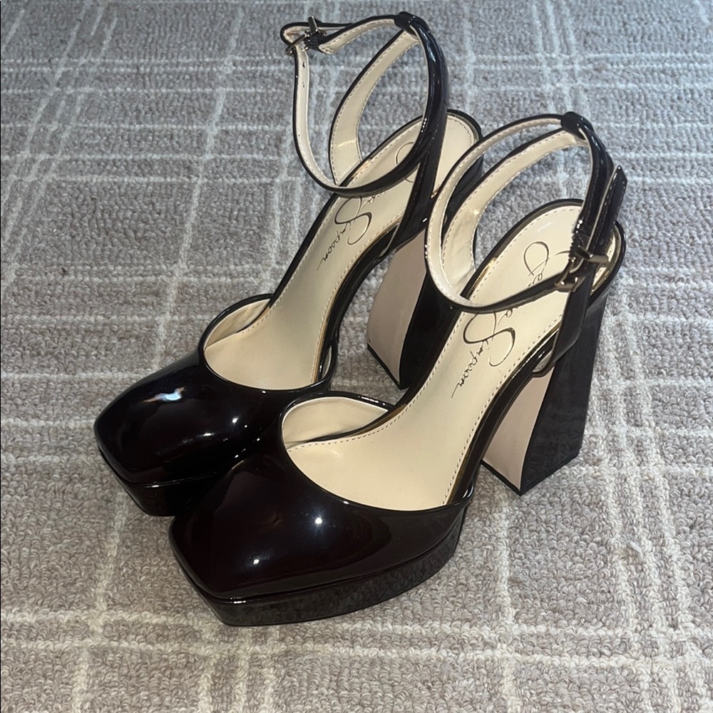 Jessica Simpson Brown Heels with Chunky Block Heel